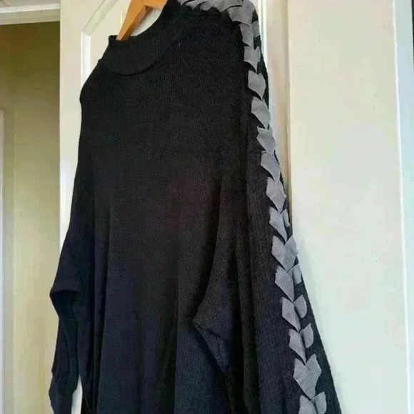 Free People Ribbon Braid Lightweight Oversized Thermal Black Grey Extra Small - Picture 3 of 9